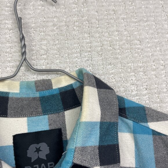 DJAB Simons Button Up Shirt Camp t Men Sz S White / Blue Plaid Surfer Skater - Picture 6 of 13